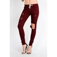 thumbnail image 4 of American Bazi Women's Solid Torn Skinny Jogger Pants RJJ458 - BRG - 3XL, 4 of 5