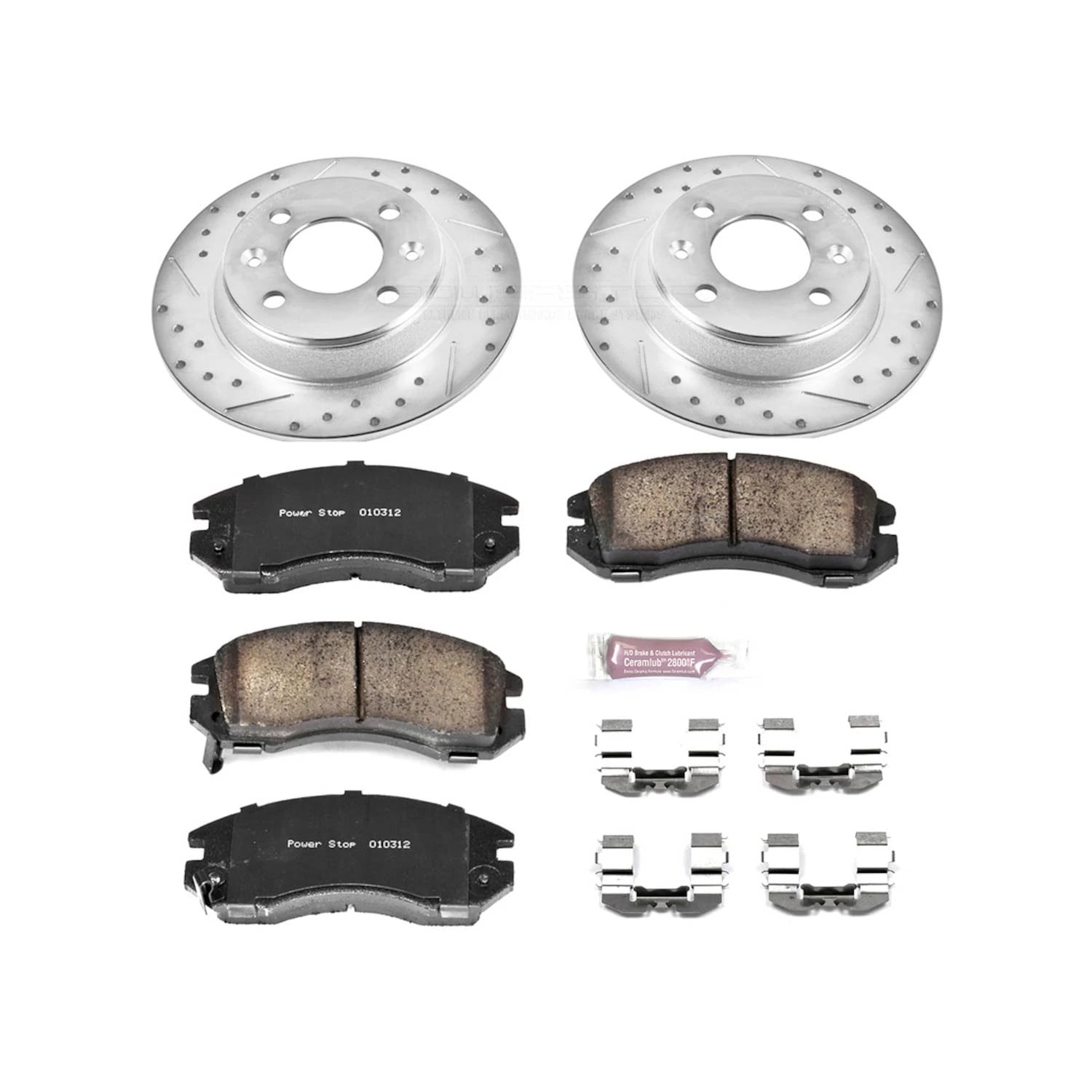 PowerStop Front Z23 Evolution Sport Carbon-Fiber Ceramic Brake Pad and Drilled & Slotted Rotor Kit Fits: SUBARU Select Models K443