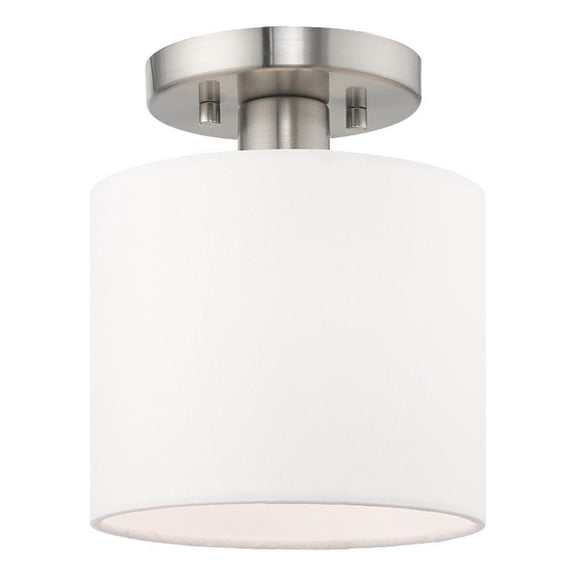 Beaumont Lane Modern 7" 1-Light Metal Semi Flush Mount in Brushed Nickel