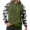 thumbnail image 2 of Men’s Pullover Hoodie Long Sleeve Camouflage Print Raglan Sleeve Drawstring Hooded Sweatshirt Kangaroo Pocket Casual Top Green 2XL, 2 of 5