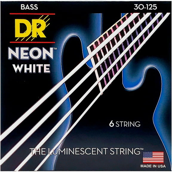 DR Strings Hi-Def NEON White Coated Medium 6-String Bass Strings