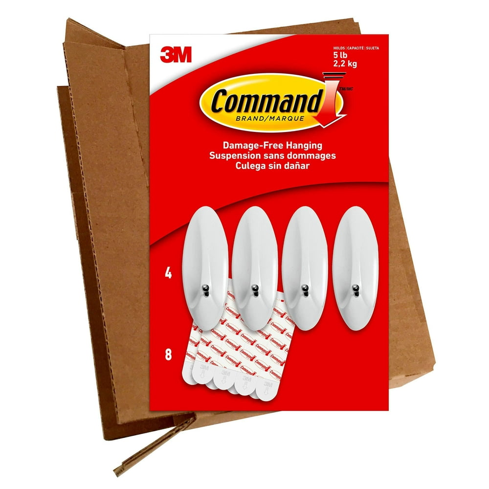 Command Large Wire Hooks, 4 Hooks, 8 Strips, Holds up to 5 lbs, GP069