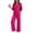 Hot Pink #012, variant on Womens 2 Piece Outfits V Neck Long Sleeve Sweatshirts & Casual Pocket Pants Sets Business Outdoor Running Outfits M