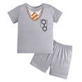 thumbnail image 1 of MIASHUI Toddler Baby Boy Print Short Sleeve Shirt Shorts Suits 2Pcs Outfit Set Summer Clothes,Grey,4-5 Years, 1 of 3