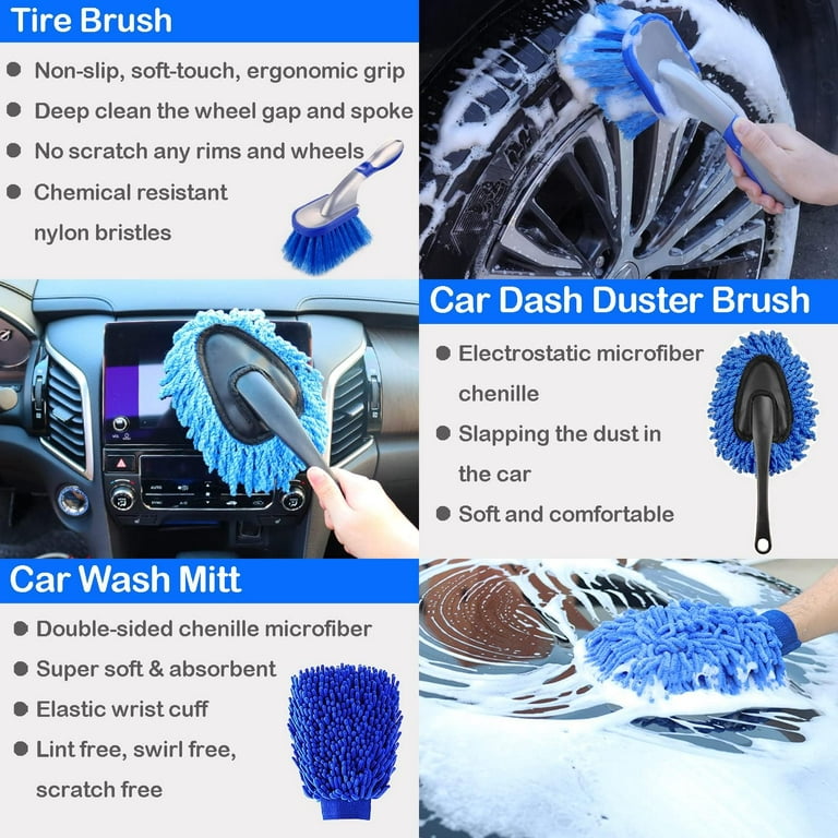 26 Pcs Car Detailing Brush Set Car Cleaning Kit For Wheels Engine