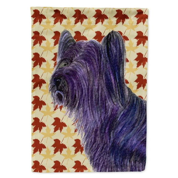 Carolines Treasures SS4393-FLAG-PARENT Skye Terrier Fall Leaves Portrait Flag  multicolor