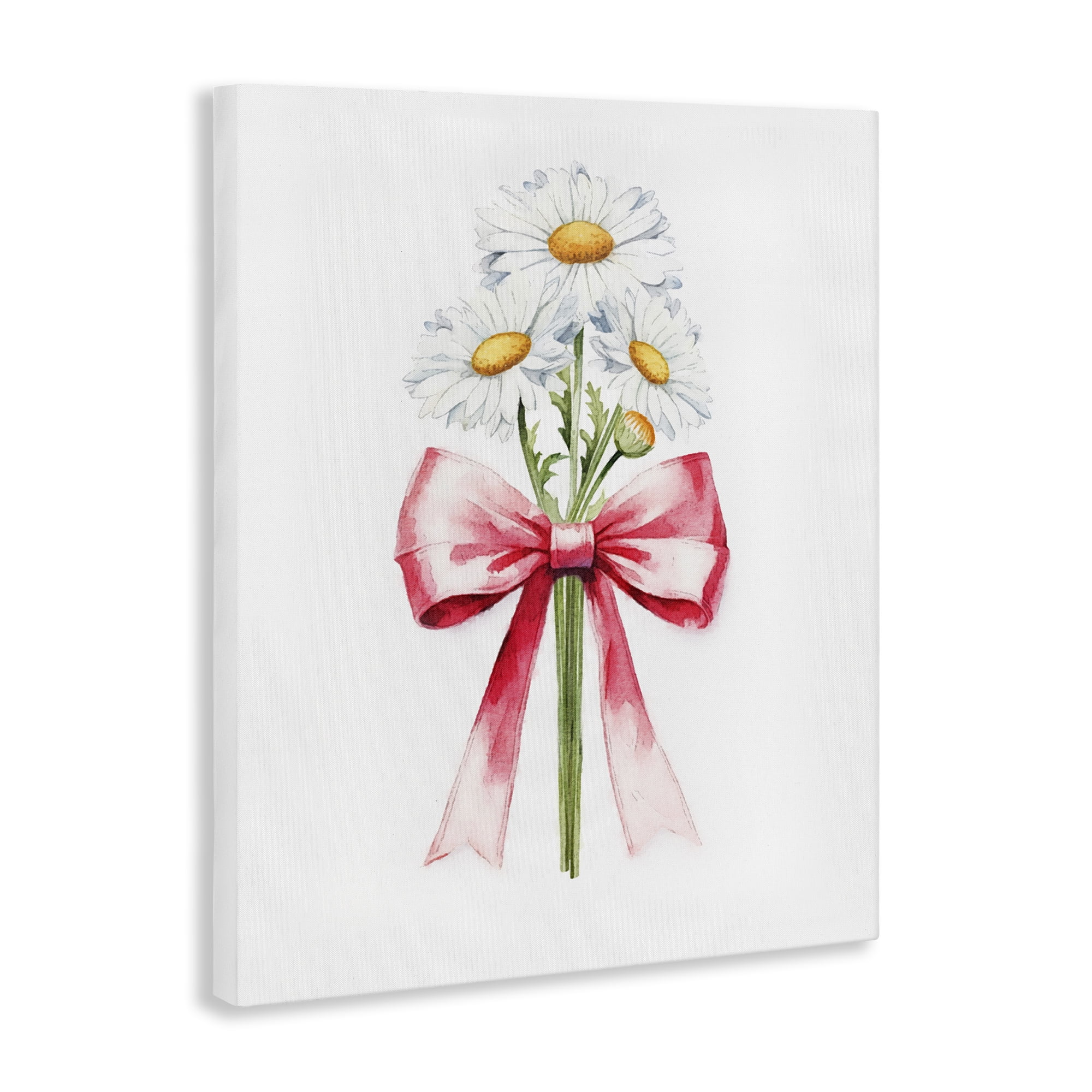 Stupell Industries Daisy Swathed Ribbon Plants & Flowers Painting Wrapped Canvas Art Print Wall Art, 16 x 20