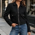 thumbnail image 6 of Mifsaly Womens Cropped Bomber Jackets Zip Up Collared Fall Coat Slim Fit Trendy 2026 Daily Casual Going Out Work Office Lounge Outfits with Pockets Black,L, 6 of 7