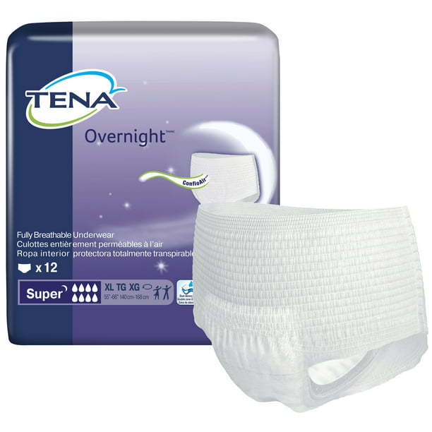 TENA Overnight Super Disposable Pull On Underwear, X-Large, 48 Ct ...