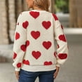 thumbnail image 4 of Sweaters For Women R-neck Striped Cute Color Block Fall Winter Knitted Pullover Tops with Heart Print, Loose Fit Comfortable Long Sleeve Sweater for Casual Wear,Red,XL, 4 of 4