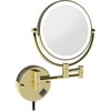 KAIDIMAN 8 Inch LED Wall Mount Two-Sided Magnifying Makeup Vanity Mirror 12 Inch Extension Gold Finish 1X/7X Magnification Plug 360 Degree Rotation Waterproof Button Shaving Mirror