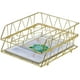 thumbnail image 3 of Organizador de archivos de escritorio, bandeja de metal apilable para cartas, soporte de papel, paquete de 2, dorado Xemadio WRQX-146-2, 3 of 7