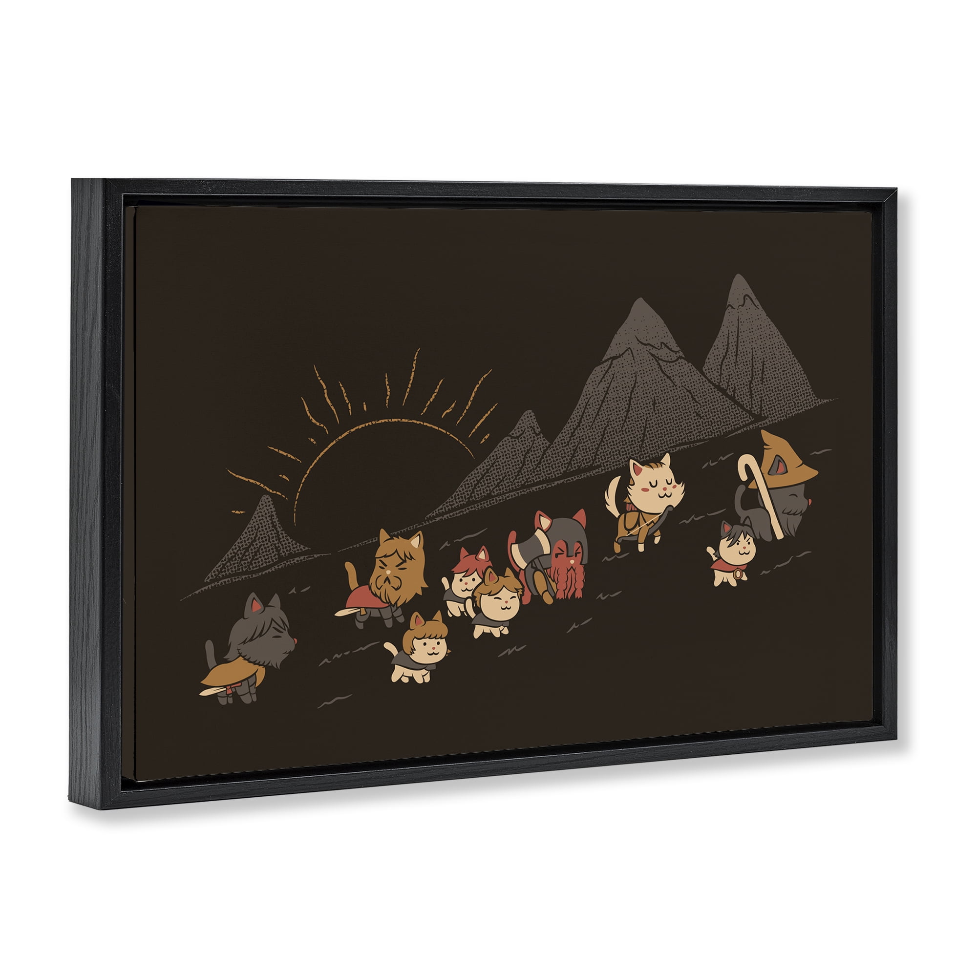 Stupell Industries Iconic Furrowship Of Ring Cats Black Framed Floater Canvas Wall Art, design by Tobe Fonseca
