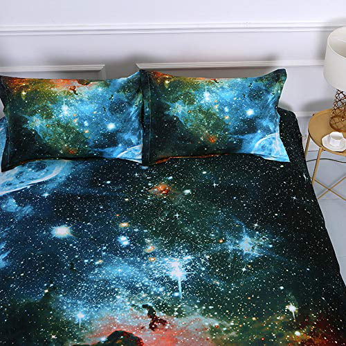 ZHH 3D Duvet Cover Sets Twin Size Galaxy Space Pattern Kids Bedding Set Ultra Soft Starry Theme Quilt Cover for Boys 1 Duvet Cover + 2 Pillowcases Twin, Galaxy B Kids and Teens