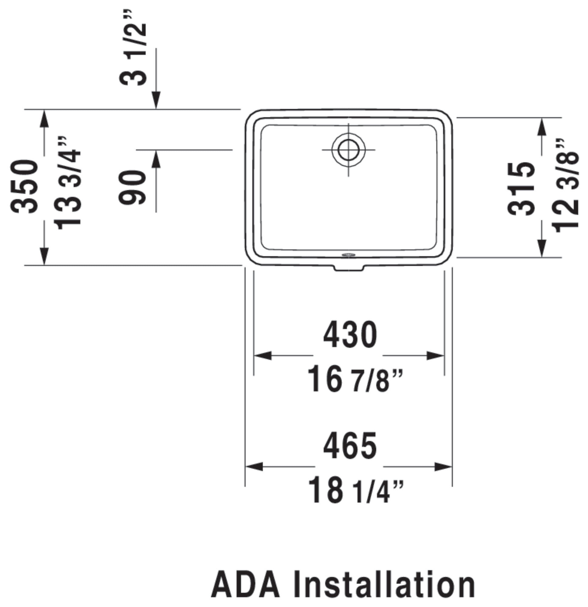 Duravit 0330430017 6.25 x 13.75 x 18.25 in. Vero Undermount Bathroom Sink, White
