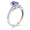 thumbnail image 3 of Gem Stone King 10K White Gold Blue Tanzanite and White Lab Grown Diamond Engagement Ring for Women (1.34 Cttw, Oval 8X6MM, Gemstone December Birthstone, Size 5), 3 of 4