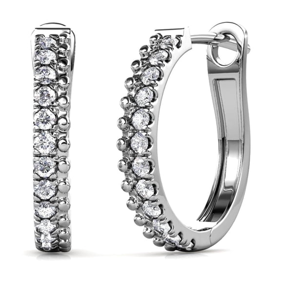 Cate & Chloe Teagan 18k White Gold Plated 19mm Hoop Earrings with Swarovski Crystals Gift for Women