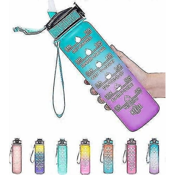 26-27 Water Bottle With Time Marker 1l Leakproof With Straw And Filter Tritan Bpa Free