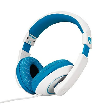 Noise Reducing Earphones RockPapa Over Ear Stereo Headphones Earphones for Adults Kids Childs, Noise Isolating, Adjustable, Heavy Deep Bass for iPhone iPod iPad Macbook Surface MP3 DVD SmartPhones Laptop (White/Blue) ()