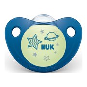 NUK Cute-as-a-Button Glow-in-the-Dark Orthodontic Pacifiers, Boy, 6-18 Months, 2-Pack