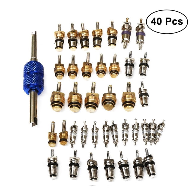 CIMAXIC 40pcs Air Conditioning Core A/C R12 R134a Refrigeration Tire Stem Cores Remover tool,2.95"X0.51"X0.51"