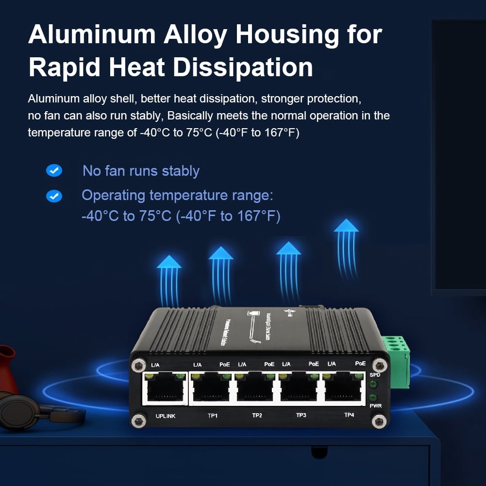 120W POE Ethernet Switch Industrial Switch 100Mbps Half/Full Duplex 1000Mbps