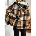 thumbnail image 5 of Zukuco Womens Plaid Shacket Jacket Long Sleeve Button Down Fleece Lined Hooded Jackets Warm Coat, M, 5 of 6