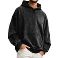 thumbnail image 4 of XIAONU Men Solid Oversized Hoodie Garment Dyed Kangaroo Pocket Pullover Cozy Everyday Casual Hoodies M, 4 of 4