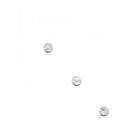 Hot Silver Women's Nose Ring Trio Clear Crystal, Stainless Steel Body Piercing