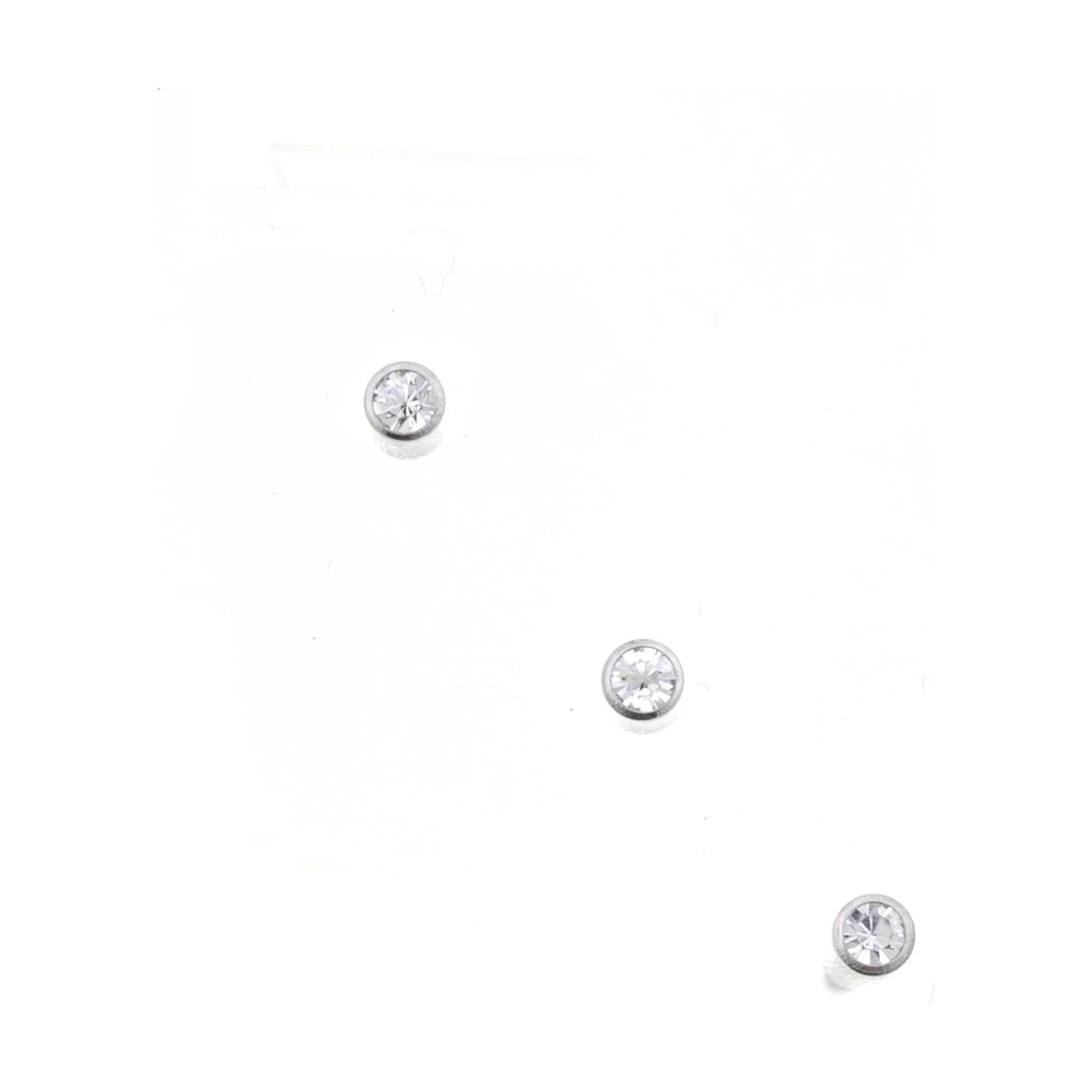 Hot Silver Women's Stainless Steel Nose Ring Trio with Clear Crystal