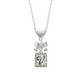 thumbnail image 2 of Delight Jewelry Silvertone Pebble Border Initial - V Silver tone Bow Heart Necklace, 2 of 4