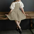 thumbnail image 5 of Gamivast or Girls Linen Cotton Dress Toddler Solid Color Cotton and Linen Back Button Up Dress Suspender Skirt with Pockets Casual Sundress Khaki Clothes Under $ 5.00, 5 of 8