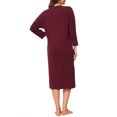 thumbnail image 3 of INSPIRE CHIC Women's Thermal Fleece Nightgown Long Sleeve Ribbed Knit Sleepshirt with Dropped Round Neck & Loose Fit 3XL Red, 3 of 6