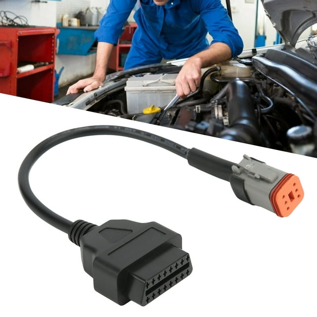 OBDII 6 Pin Scanner Cable, OBD2 Diagnostic Adapter Heavy Duty Durable Safe Riding Flexible Fuel Efficient for Motorcycle