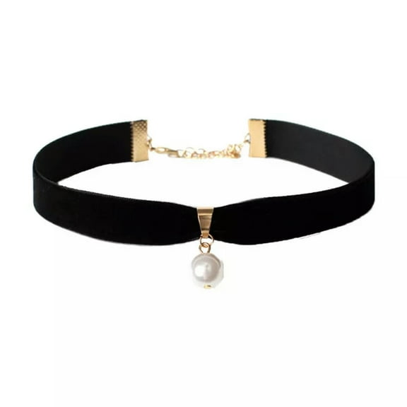 GKNET Black Choker Necklace Pearl Choker Collar Pearl Drop Black Choker