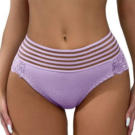 Panties for Women Comfort Sexy Triangle Lace Non-Marking Breathable High-Waisted Comfortable Tummy- Brief Decent Coverage: No Show Underwear