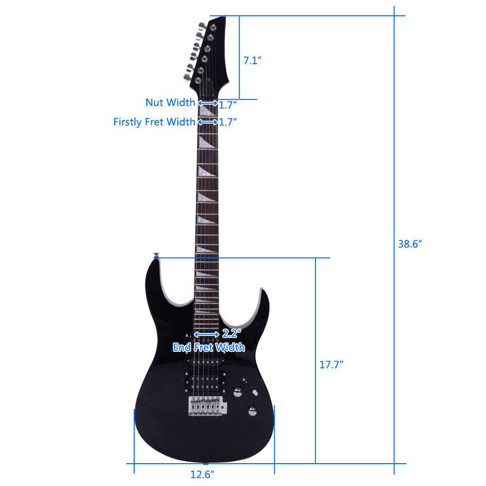 Tcbosik Electric Guitar with HSH Pickup for Beginner, 39" Guitar Starter Set with Bag, Strap, Paddle, Rocker, Cable and Wrench Tool for Adults, Black