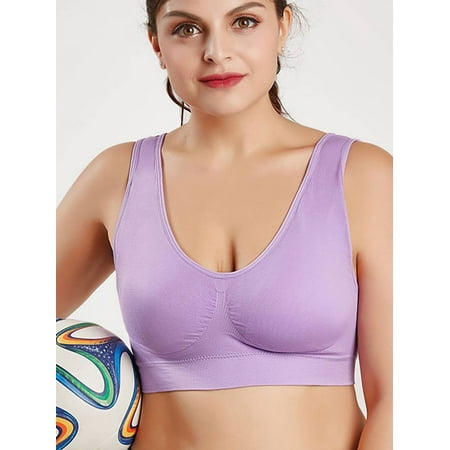 

DYMADE Womens Plus Size Solid Color Plus Size Large Sports Bra Cup Tops