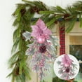 thumbnail image 4 of Christmas P-ink Christmas Flower Electroplating Snow Frost Flocking PE Pines Needle Vines Ring Wreath Rattan, 4 of 6
