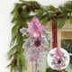thumbnail image 4 of Christmas P-ink Christmas Flower Electroplating Snow Frost Flocking PE Pines Needle Vines Ring Wreath Rattan, 4 of 6