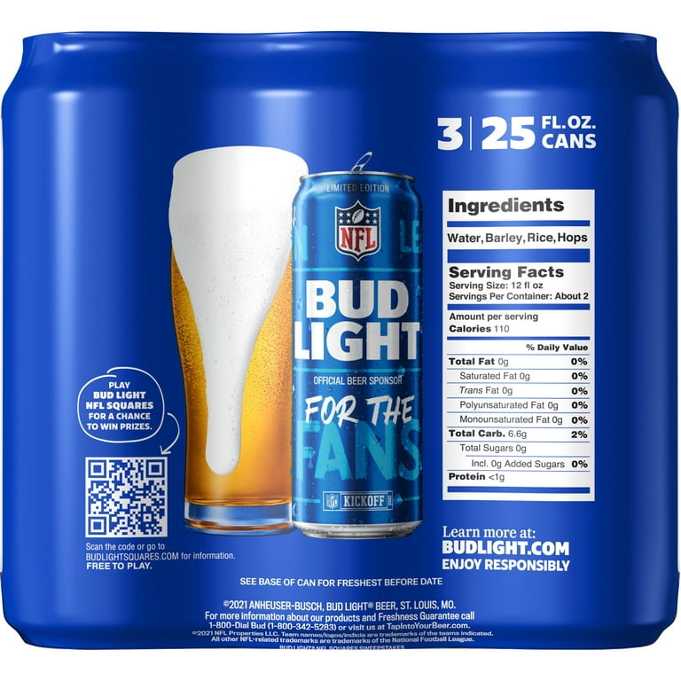 Bud Light Lager Beer, 3 cans / 25 fl oz - Food 4 Less
