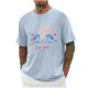 thumbnail image 1 of Camisas de Manga Larga para Hombres Imprimir Casual Cuello Redondo Blusa de Manga Corta, Camisas de Lino para Hombres, 1 of 1