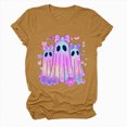 thumbnail image 5 of TOWED22 Halloween T Shirt Women Crew Neck Short Sleeve Awareness Ribbon T Shirts - Bow Ghost Graphic Print Loose Top Funny Fashion Clothes(Yellow,XXL), 5 of 5