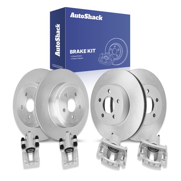 AutoShack Front Vented & Rear Solid Brake Rotors   Calipers 8-PC Brake Kit Replacement for 2003-2007 Jeep Liberty
