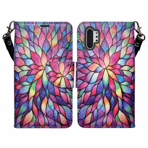 for Samsung Galaxy Note 10 Wallet Pouch Purse Cell Phone Case Phone Case Designed Wallet Grip Textured Fold Kick stand Hybrid Pouch Card Pocket Purse Screen Flip Cover (Rainbow)