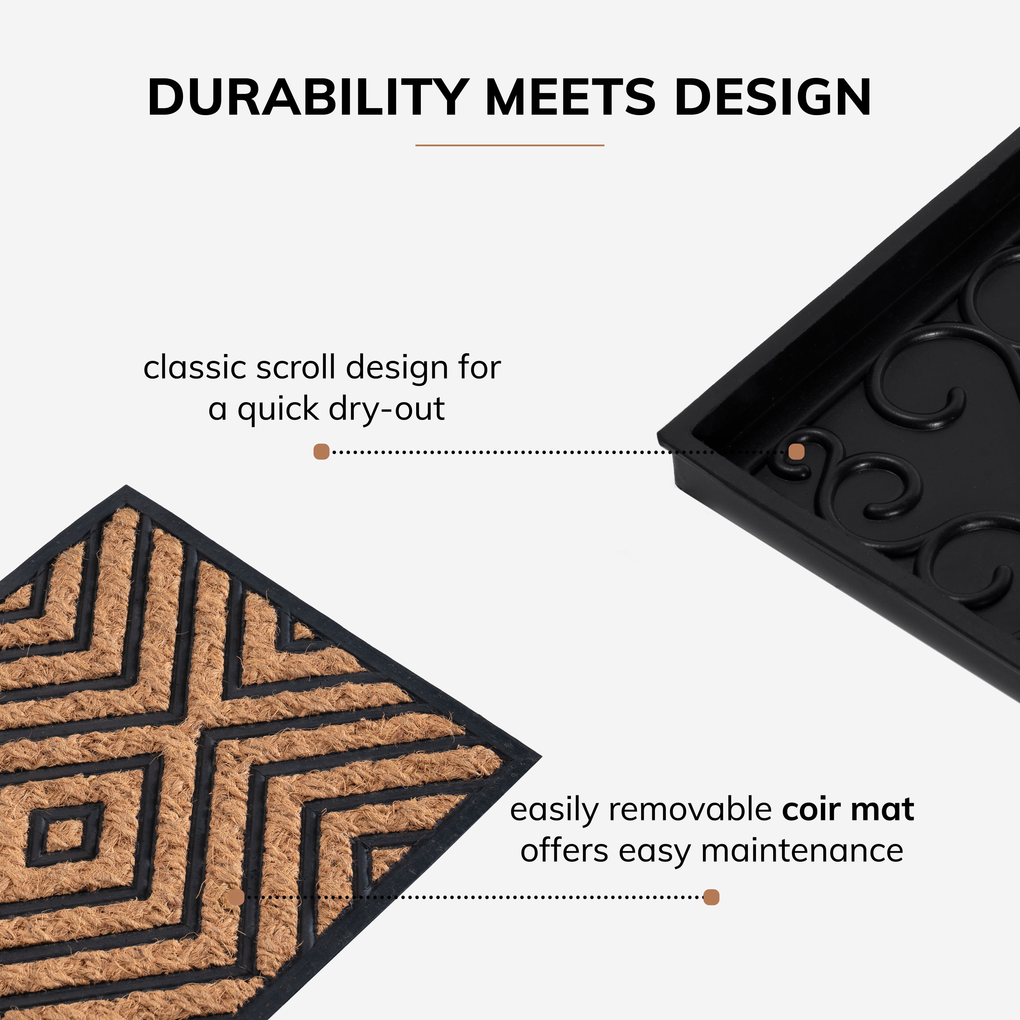 Natural & Recycled Rubber Boot Tray with Diamond Coir and Rubber Insert
