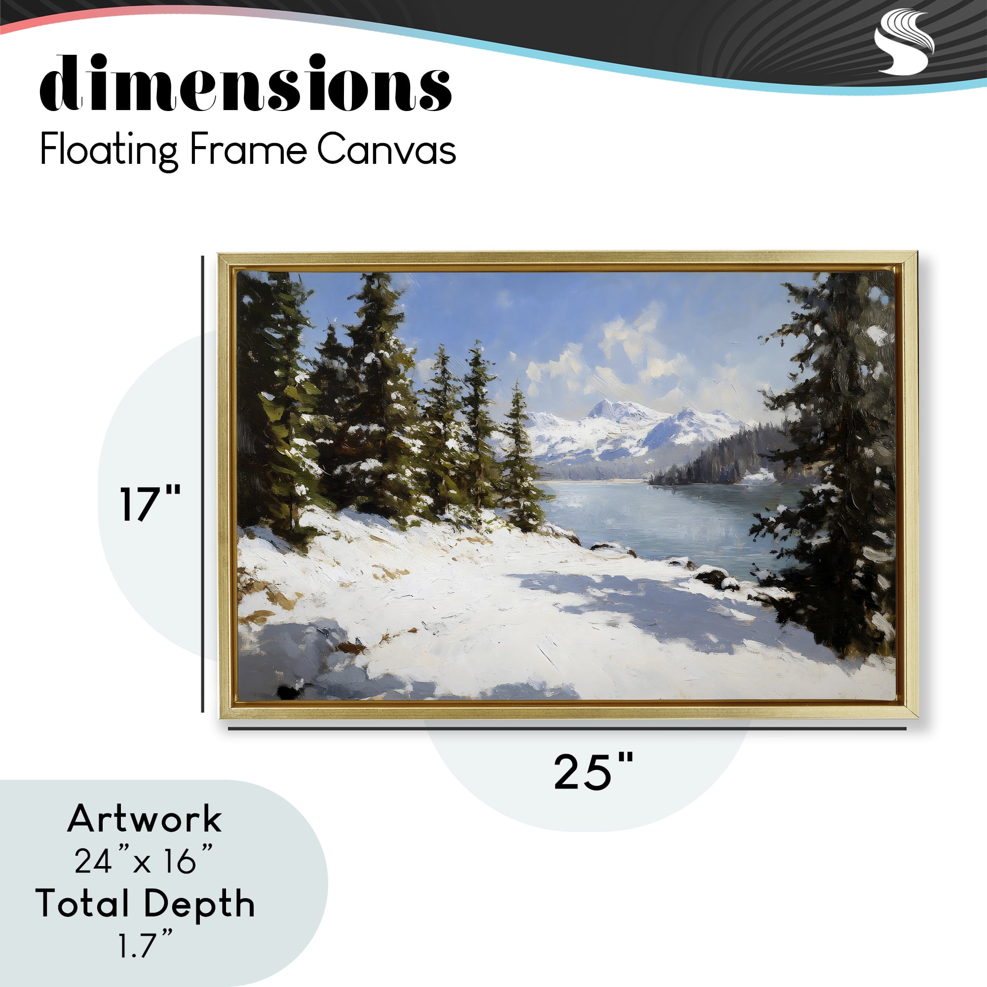 Way Up North Landscape Gold Framed Floater Canvas Wall Art, design by Petal Prints Design