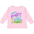 thumbnail image 3 of Inktastic Happy Easter Blue Bunny and Eggs in Grass Boys or Girls Long Sleeve Toddler T-Shirt, 3 of 5