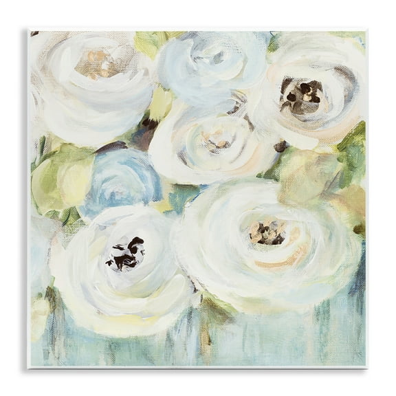 Stupell Industries White Swirling Roses Botanical & Floral Painting Unframed Art Print Wall Art, 12 x 12