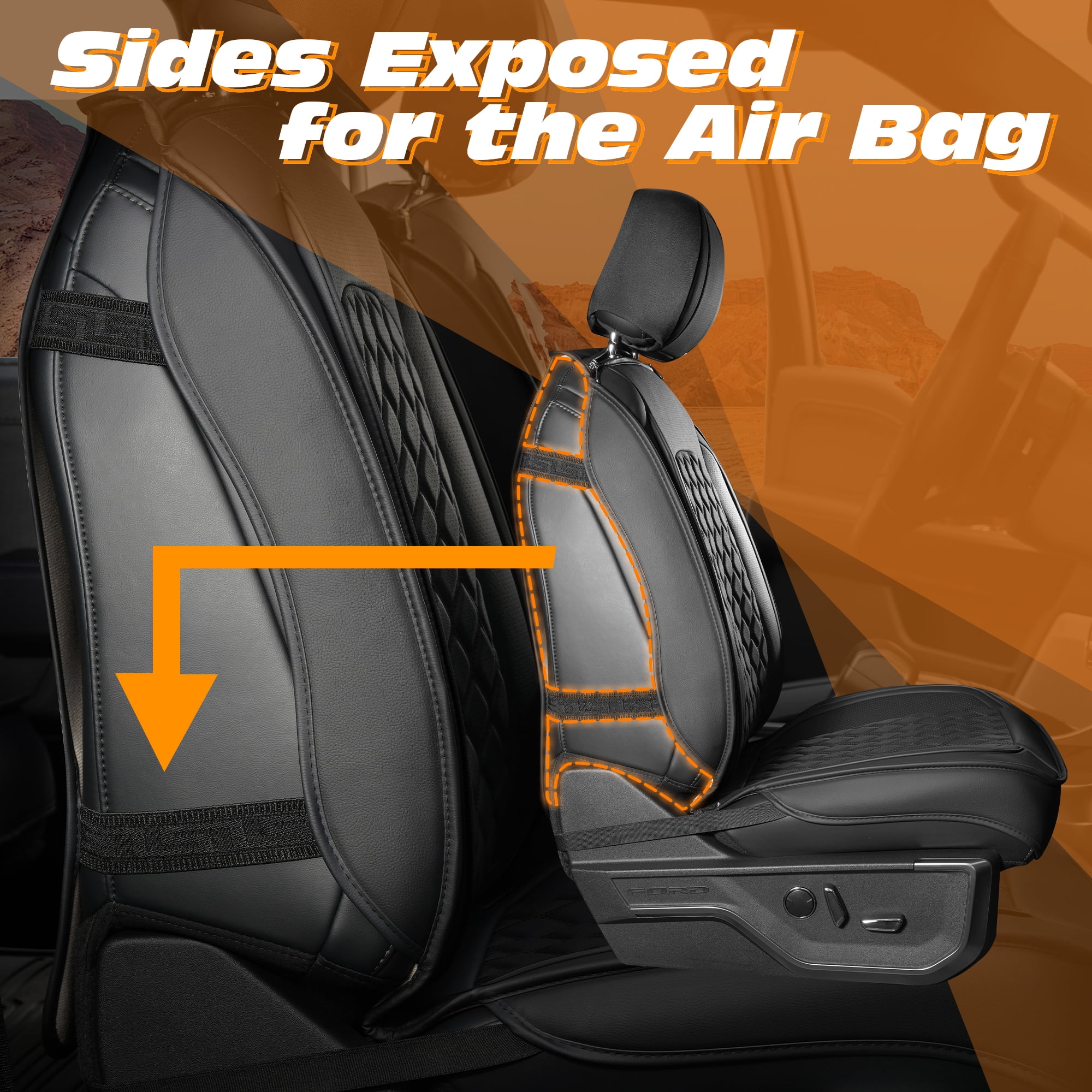 LINGVIDO F-150 Waterproof Faux Leather Automotive Seat Covers Fit for Ford 2009-2026 F150 F250 F350 F450 Super Duty Crew Cab XL XLT Lariat King Ranch Platinum